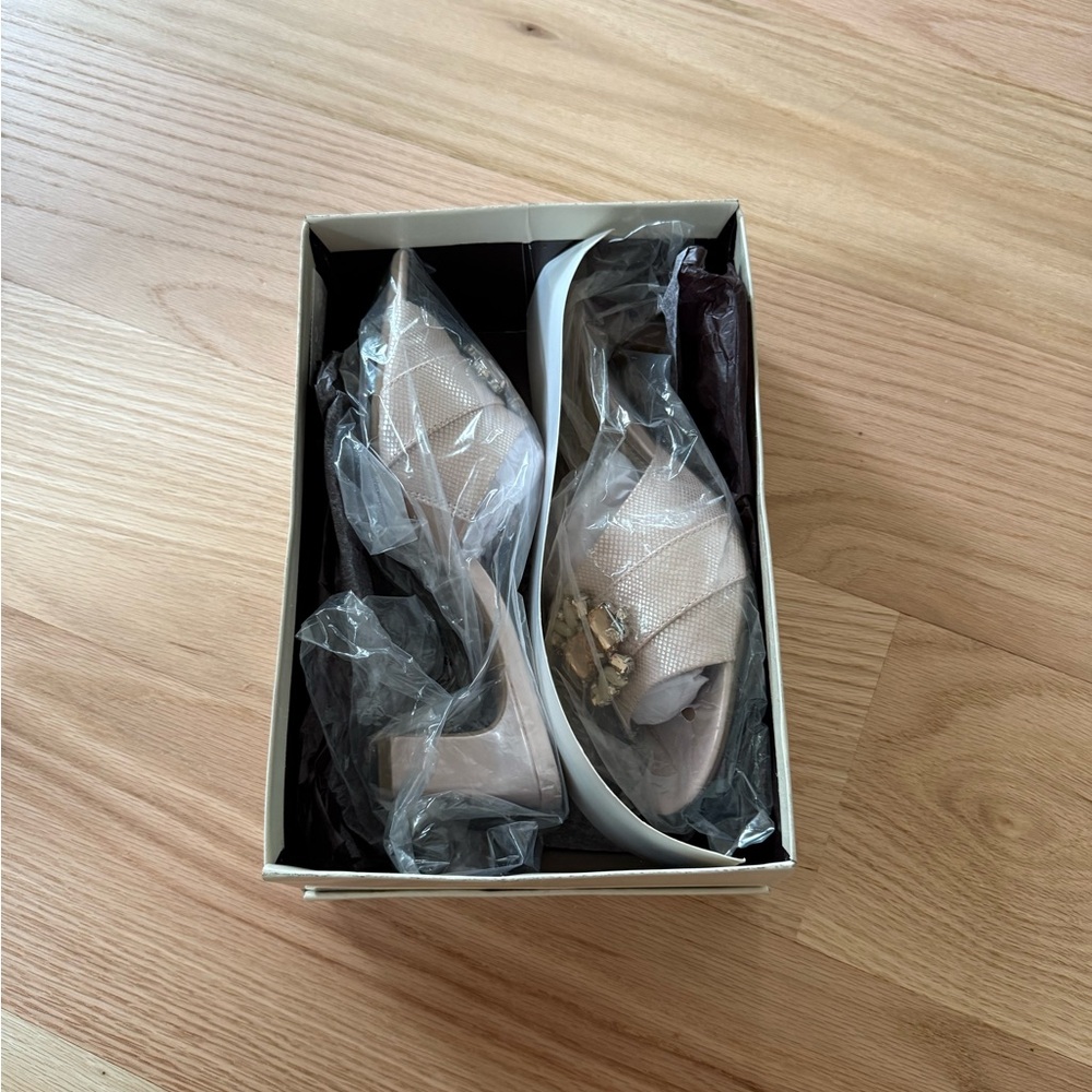 Anne Klein Beige Embellished Sandals - Picture 5 of 6